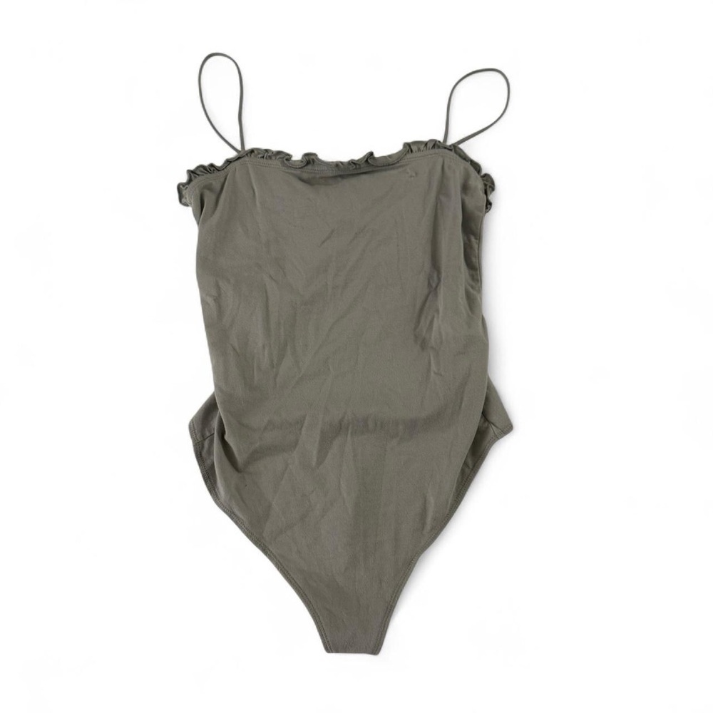 Abercrombie & Fitch Coquette Frilly Feminine Soft Balletcore Grey Bodysuit